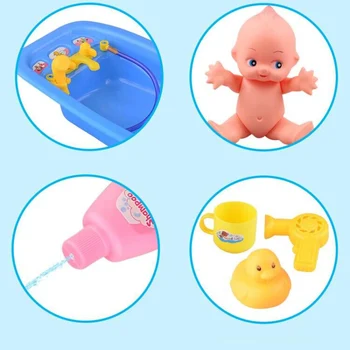6PCS Plastikiniai, Vonia Su Baby Doll Fui Žaislų Rinkinys Classic Vonios Vaikas Skalbimo Žaislai Vandens Plūduriuojantis Žaislas Vandens Vaikas Dušo Žaislai