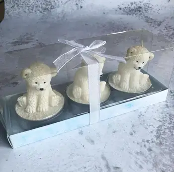 6pcs Polar bear Žvakė Vestuvių Baby Shower Gimtadienio Dovanos, Suvenyrai Naudai, Supakuoti, su PVC Langą