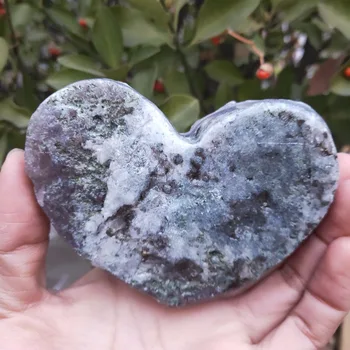 7-8cm Kristalų Širdies Natūralus kvarcas, ametistas grupių purpurinė Brangakmenio Širdies Gijimą