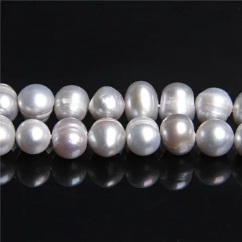 7-8mm Gamtos ovalios pilka bulvių perlų karoliukus, žaliavos nekilnojamojo ovalo formos bulvių gėlavandeniai perlai, karoliukai, papuošalai Priėmimo 
