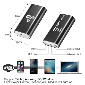 7/8mm Wifi Endoskopą Kamera, HD 720P/480P 6LED Vandeniui Lankstus USB Tikrinimo Borescope Android PC 1m/2m/5m/10m Kabelis
