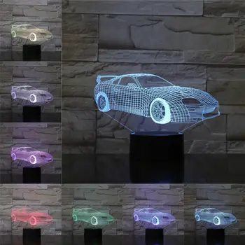 7 Spalvų Keitimas Populiarus Superautomobilį 3D USB Lempa Grand Touring Naktį Šviesos Stalo Šalia Miega Dekoro Dovana Vaikams Berniukų Mylėtojas