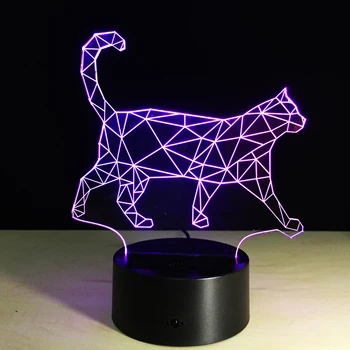7 Spalvų Puikus Pėsčiųjų Katė 3D Lempos Akrilo Naktį LED Lemputė USB Palieskite Jutiklį, Šviesos Vaikų Miegamasis Šviesos Vaikai Dovanų Garbanojimo Katė