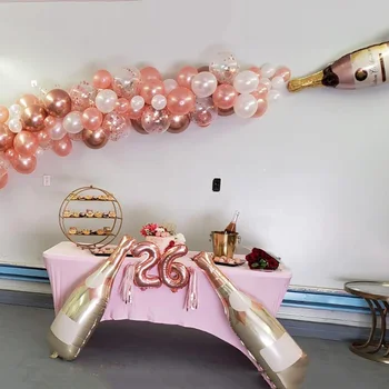 74pcs Šampano Rose Gold Balionų Girliandą Arch Komplektas Vestuvių Dekoravimas Vestuvinės Dušo Baigimo Jubiliejų Bachelorette Šalis