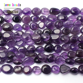 8-10mm nereguliarus fizinis violetinė crystal prarasti akmens karoliukai, papuošalai priėmimo 15inches