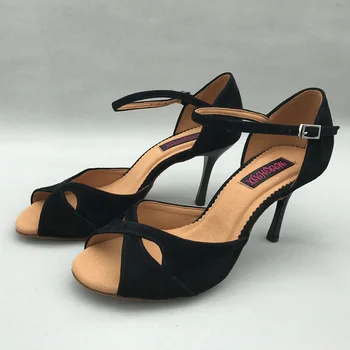 8.5 cm aukščio kulnas juodas lotynų Šokių Bateliai moterims Salsos bateliai pratice batai patogus lotynų bateliai MS6226BSL mažo kulno, galima