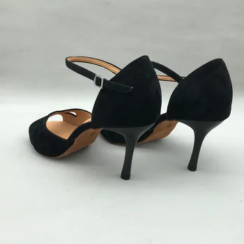 8.5 cm aukščio kulnas juodas lotynų Šokių Bateliai moterims Salsos bateliai pratice batai patogus lotynų bateliai MS6226BSL mažo kulno, galima