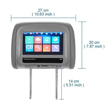 8 colių Automobilių Pogalvių Monitorius TFT LED TouchScreen MP5 Grotuvas Vaizdo Ekranas, USB, SD Uostas, 
