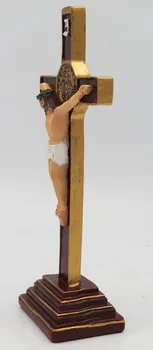 8 Colių Dervos Kryžius stovi Koplytstulpis su Religinė Figūra Jėzaus Kryžius, koplytstulpis Statulėlės SY-0806