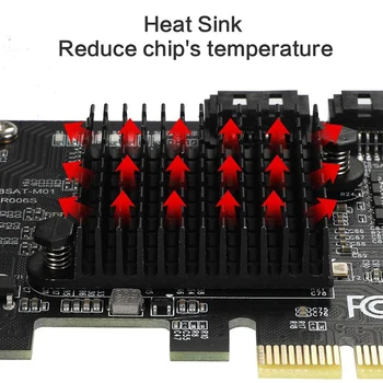 8 Uostų PCIe SATA Kortelių, PCIe X1 Ne Raid Controller Card for SATA III 6G kietieji Diskai