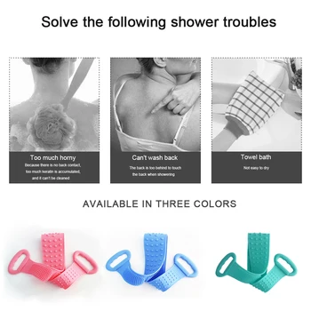 80Cm Vonia silikoninis šepetėlis vonios rankšluosčiu nuvalykite atgal švarios odos negyvas odos masažo dušo pašalinti dėmes pide pide