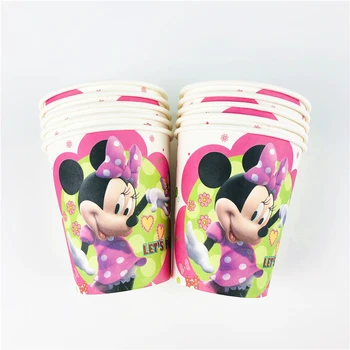 81Pcs Disney Minnie Mouse Temą Vienkartiniai Indai Dizaino Vaikų Gimtadienio Popieriaus Plokštė+Taurė+Servetėlė+Saldainiai Dovanų Maišeliai Prekes