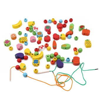 82Pcs Mediniai Vaisiai, Daržovės Jungiamąją Apjuostame Karoliukai Žaislai su Ežys Valdybos Montessori Švietimo Žaislas Vaikams, Vaikų Dovanų