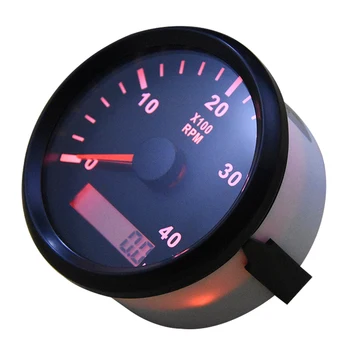 85mm REV Counter Automobilių Valtis tachometras + jutiklis Automobilių, Sunkvežimių Tacho Jūrų RPM Matuoklis su LCD Hourmeter 4000 RPM, Raudonas Apšvietimas 12V/24V