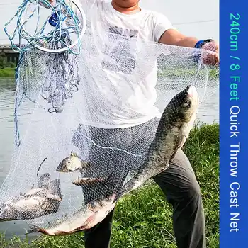 8ft graibštas Žuvims Mesti Ju Žvejybos Tinklas JAV Žvejybos Spąstus Vertus-mesti Skristi Žuvys Tinklo su Geležies Grimzdai