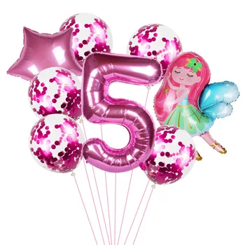 8pcs angelų Pasakos 40inch skaičius balioną už mergaitės gimtadienio dekoracijas rose red daug balionų rinkinys baby shower mergina