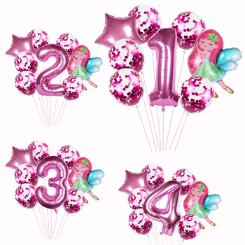 8pcs angelų Pasakos 40inch skaičius balioną už mergaitės gimtadienio dekoracijas rose red daug balionų rinkinys baby shower mergina