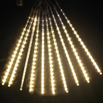 8pcs/Set 30-50cm Spalvinga Meteoras Dušas Lietaus Vamzdžiai Šiltai Balta LED Styginių Šviesos Sodo Medžių Vestuves Atostogų Dekoras