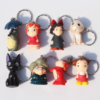8pcs/set Anime Hayao Miyazaki Mano Kaimynas Totoro KiKis Pristatymo Paslaugos Ponyo Keychain Pakabukas Raktų Žiedas Nemokamas Pristatymas