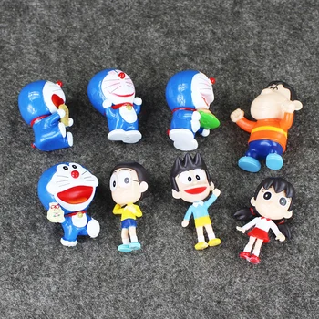8Pcs/set Naujų Karšto Japonijos Anime Doraemon Mini PVC Veiksmų Skaičiai Lėlių Kolekcija Modelis Žaislai Vaikams 5-7cm