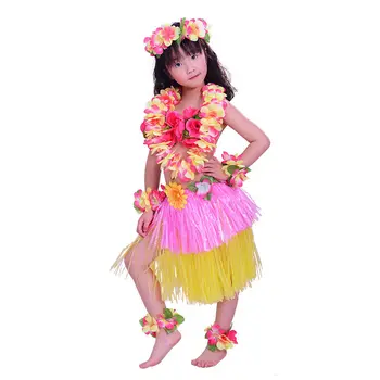 8pcs Vaikų Havajai Hula Suknelė Žolės Sijonai Vaikams Hula Sijonas Havajų Kostiumai Lankelis Girliandą Vainikas Havajų Šalies Apdaila