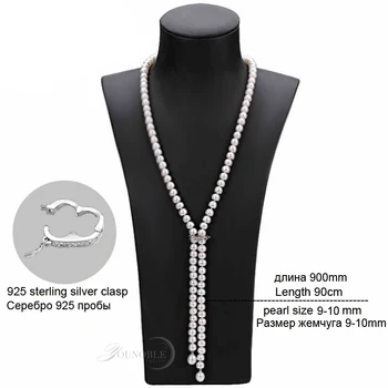 900mm Nekilnojamojo ilgą perlų vėrinį moterims,adustable 9-10mm dydžio nuotakos natūralių gėlavandenių perlų karoliai, papuošalai