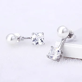 925 sterlingas sidabro mados crystal pearl ponios'stud auskarai papuošalai moterų Kovos su alergija Kalėdų dovana moterims