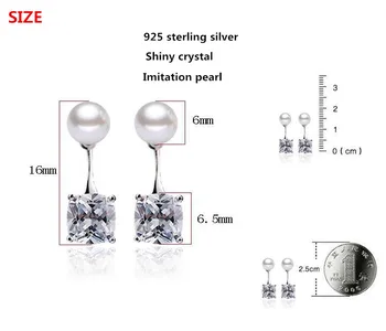 925 sterlingas sidabro mados crystal pearl ponios'stud auskarai papuošalai moterų Kovos su alergija Kalėdų dovana moterims