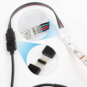 95pcs 5050 4 Smeigtukai RGB LED juosta Jungtis plug power Splitter Kabelis 4pin adata female Jungtis vielos RGB Led Šviesos Juostelės