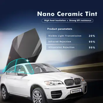 99%UV Įrodymas Nano Keramikos Atspalvis Filmas Šilumos Izoliacinės Plėvelės 20%VLT Auto Automobilis Automobilio Šoninio Lango Apsaugos nuo Saulės Atspalvis Filmas 1.52x3m