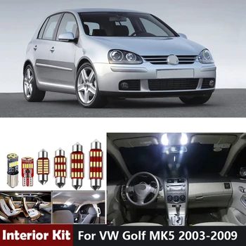 9pcs Balta Canbus Automobilį, LED Interjero Apšvietimo Paketas Rinkinys, Skirtas VW Golf V MK5 2003-2009 Dome Foootwell Žemėlapio lemputė