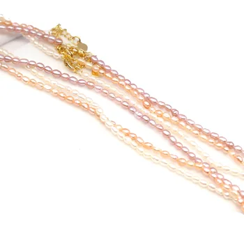 AA Natūralių Gėlavandenių Perlų Vėrinį Ryžių Formos Perlų Papuošalai Moterims, Vestuvių Dovanos Mados Vario Grandinės Karoliai Chokers