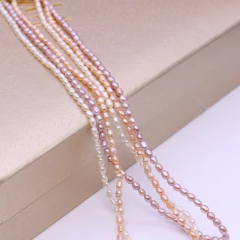 AA Natūralių Gėlavandenių Perlų Vėrinį Ryžių Formos Perlų Papuošalai Moterims, Vestuvių Dovanos Mados Vario Grandinės Karoliai Chokers