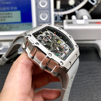 AAA Nerūdijančio Plieno Limitde Edition Automatinis Mechaninis Laikrodis Vyrams, Aukščiausios Prabangos Prekės ženklo Dizaino Laikrodžiai Gumos Dirželis RM11-03