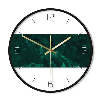 Abstrakti Tamsiai Žalia Spausdinti Sienos Meno Šiuolaikinės Apvalus Sieninis Laikrodis Silent Valyti Judėjimo Žiūrėti Duvar Saati Namų Dekoro Horloge