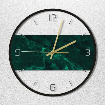 Abstrakti Tamsiai Žalia Spausdinti Sienos Meno Šiuolaikinės Apvalus Sieninis Laikrodis Silent Valyti Judėjimo Žiūrėti Duvar Saati Namų Dekoro Horloge