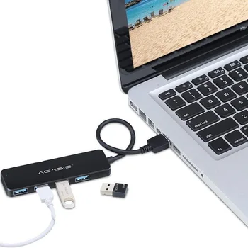 Acasis USB Hub 4 Port 1 USB 3.0, su Maitinimo Adapteriu-Telefonas PC Kompiuterių Priedai Splitter Docking Station