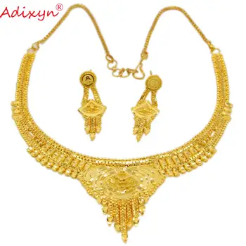 Adixyn Naujas Elegantiškas Dubajus Papuošalų Rinkinys Moterims Aukso Spalva lanksti Choker Grandinės Juvelyrikos Afrikos Pokylių Priedai N11168
