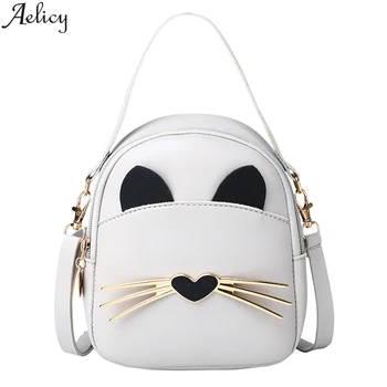 Aelicy Mados ponios PU oda, multi-funkcija kuprinė lauko vientisos spalvos katė dizaino pečių maišą kelionės krepšys 2020 m.