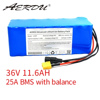 AERDU 36V 11.6 Ah 10S4P 12Ah 18650 li-ion baterija su 42V 2A įkroviklis 600W 450w už Fiido D1 D2 ebike Motoroleris Išplėstas diapazonas