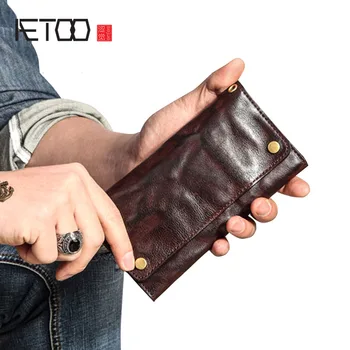 AETOO Retro piniginės, vyriškos ilgai skyriaus jaunimo derliaus ultra-plonas minkštas multi-card odos Japonija ir Pietų Korėja asmenybė visiškai le