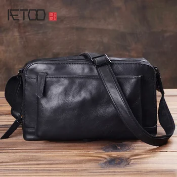 AETOO Vyrų odos horizontalus stiletto maišelis minkštas odinis didelės talpos paštininkas krepšys oda atsitiktinis vyrų pečių maišą