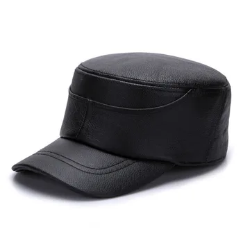 [AETRENDS] Žiemą Tėtis Skrybėlę natūralios Odos Karinės Kepurės Vyrams Butas Bžūp Armijos Sailor Kepurės Z-5492