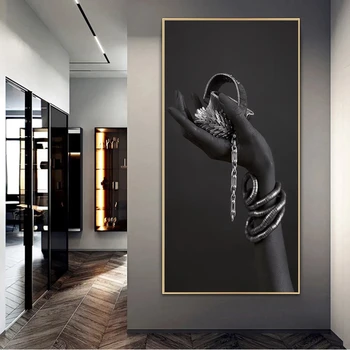 Afrikos moteris, meno nuotraukos ir juoda rankas su sidabro papuošalai meno plakatas spaudinių freskos drobė nuotraukas, namų dekoro