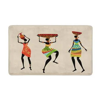 Afrikos Moterys su Jar į Tradicinę Suknelę, Anti-Slip Durų Kilimėlis Namų Dekoro, Patalpų Įėjimo Słomianka