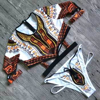 Afrikos Spausdinti Trumpas Rankovės Bikini 2020 Moterų maudymosi kostiumėlį Moterų maudymosi Kostiumėliai, Dviejų dalių, Bikini Aukštai supjaustyti BatherBathing Plaukti Kostiumas
