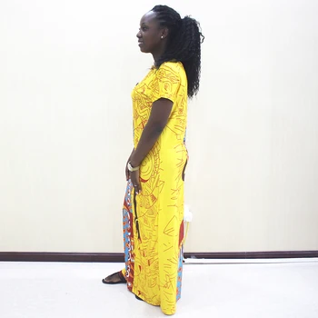Afrikos Suknelės Moterims 2019 Naują Afrikos, Geltona Atsitiktinis Trumpas Rankovės Ilga Suknelė