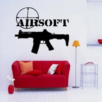 Airsoft Pistoletas Pasirašo Citatos Nuimamas Sienų Lipdukai vaikų Darželio, Vaikų Kambarys Berniukai Tapetai Vinilo Sienos Lipdukai Miegamasis L261