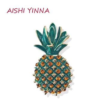 AISHI YINNA Papuošalai, Sagės Pietryčių Azijos Stiliaus kalnų krištolas Varva Alyva Populiarus Naujas Ananasų Ananasų Retro Corsage