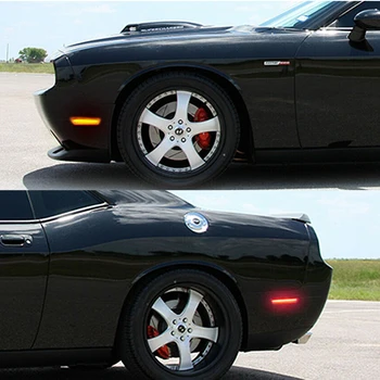 Aišku, Objektyvo Priekinis Gintaro Galinis Raudonas LED Automobilio Buferio Šoniniai Gabaritiniai Žibintai Rinkinys 2008-Dodge Challenger Sparnas Šoniniai Gabaritiniai Žibintai